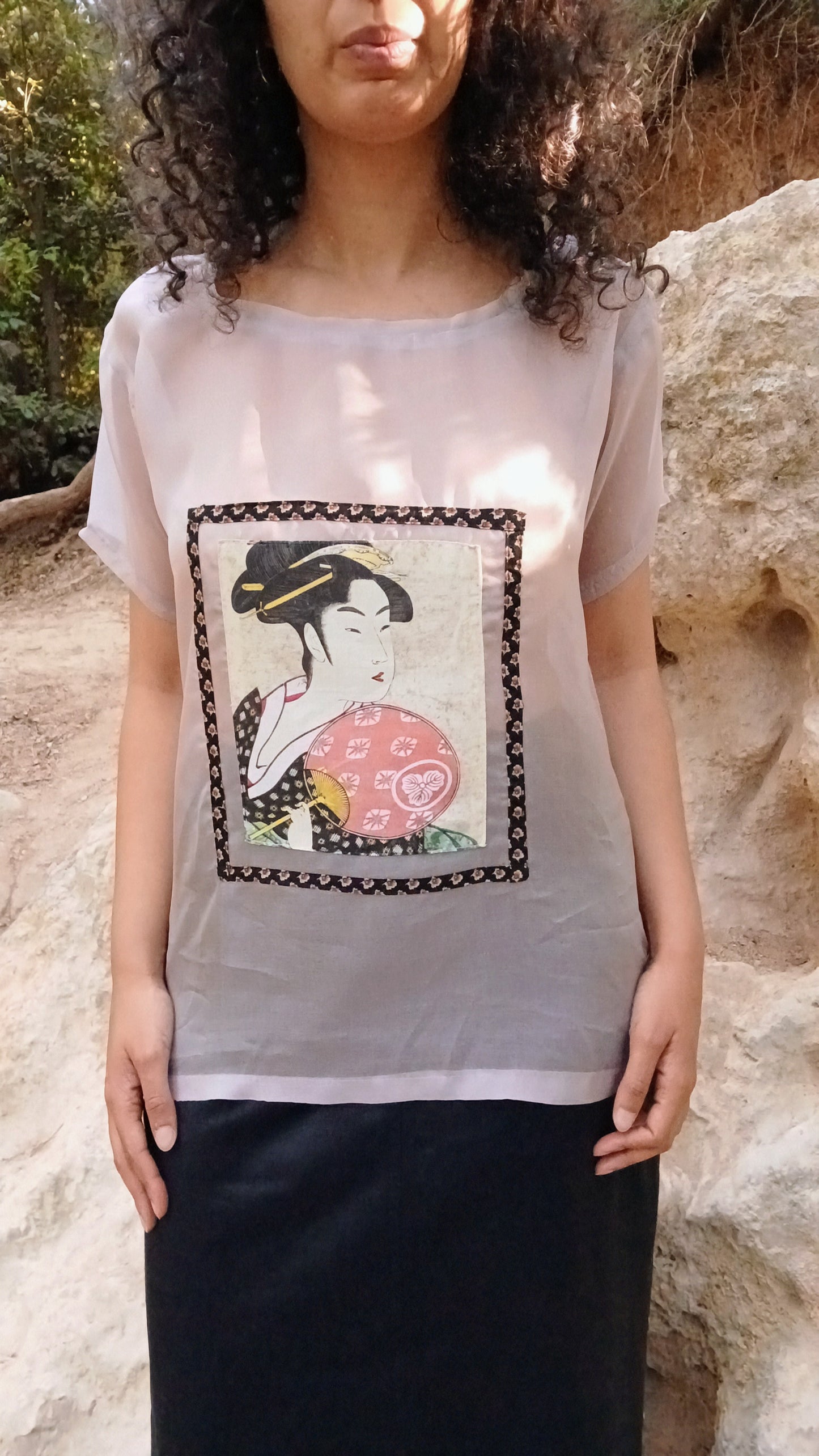 T-shirt pièce unique en organza de soie