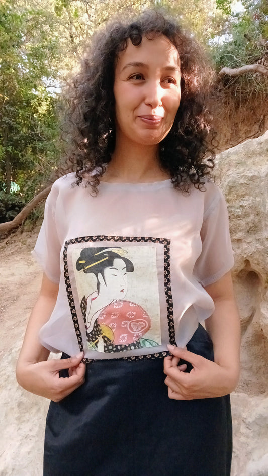 T-shirt pièce unique en organza de soie